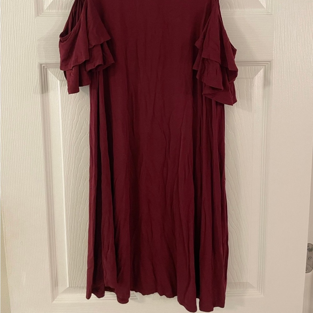 Francesca’s Burgundy Ruffle Off-the-Shoulder Dress - Small - Picture 5 of 5